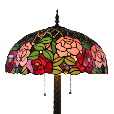 FL160063 16 inch Two lights rose Tiffany floor lamp stained glass floor lamp from China  