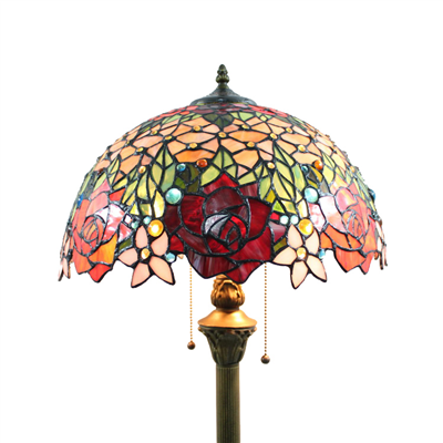 FL160066 16 inch Two lights Tiffany floor lamp stained glass floor lamp from China  