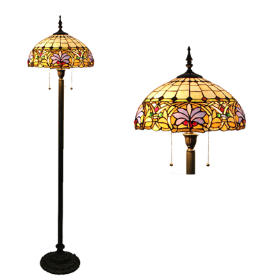 FL160072 16 inch Two lights Tiffany floor lamp stained glass floor lamp from China  