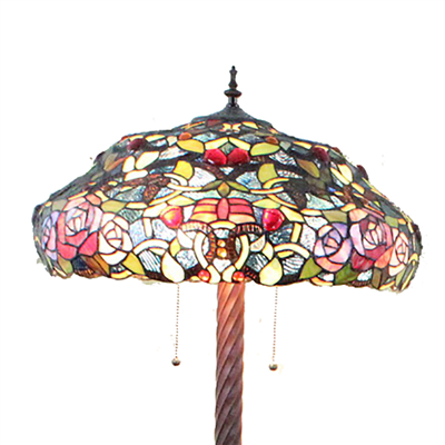 FL200115 20 inch Three lights rose flower Tiffany floor lamp stained glass floor lamp from China