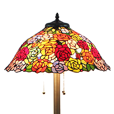 FL200103 20 inch Three lights rose Tiffany floor lamp stained glass floor lamp from China  
