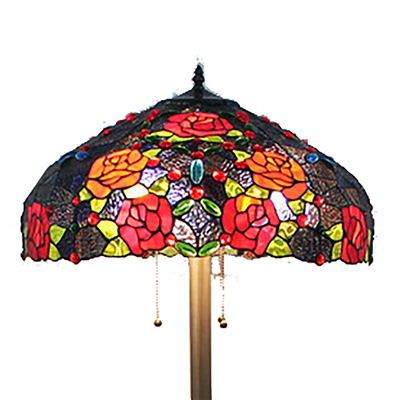 FL200098 20 inch Three lights roses Tiffany floor lamp stained glass floor lamp from China  