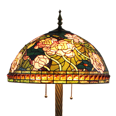FL200091 20 inch Three lights rose Tiffany floor lamp stained glass floor lamp from China  
