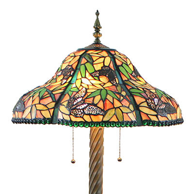 FL20078 20 inch Two lights Resin base Tiffany floor lamp stained glass floor lamp from China  