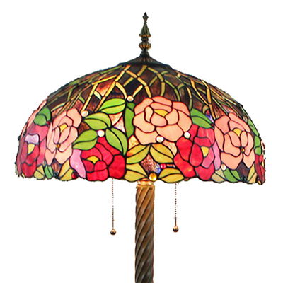 FL200069 20 inch two lights rose flower Tiffany floor lamp stained glass floor lamp from China  