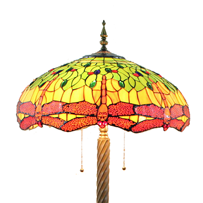 FL200068 20 inch Two lights Zinc alloy base dragonfly Tiffany floor lamp stained glass floor lamp fr