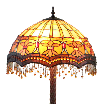 FL200042 20 inch Tiffany Style Stained Glass Floor Lamp with beads