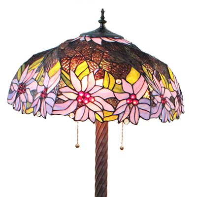 FL200021 20 inch Two lights Zinc alloy base Tiffany floor lamp stained glass floor lamp from China