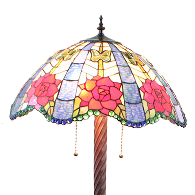 FL200019 20 inch Two lights Zinc alloy base Tiffany floor lamp stained glass floor lamp from China