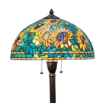 FL180016 18 inch Two lights resin base Sunflower Tiffany floor lamp stained glass floor lamp from Ch