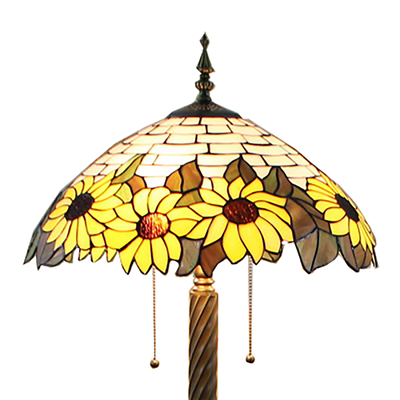 FL180012 18 inch Two lights resin base sunflower Tiffany floor lamp stained glass floor lamp from Ch
