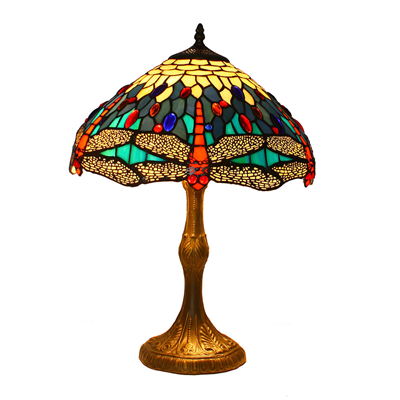 TL140001 14 inch Zinc alloy base dragonfly tiffany table lights tiffany table lamp from Jiufa