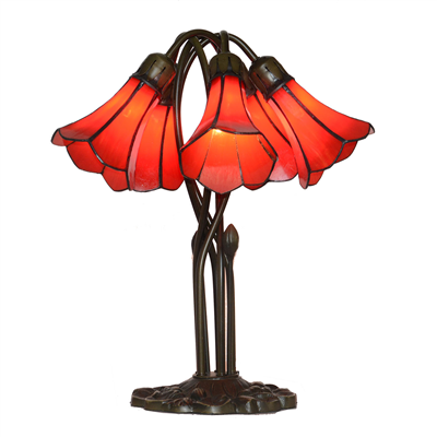 5 Lighting Red Tiffany Lily lampshade Stained Glass table lamp for wedding or gifts