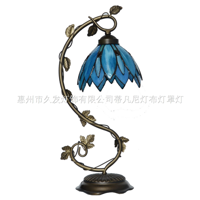 Style Stained Glass Lotus, Crystal Lotus Flower Table Lamp