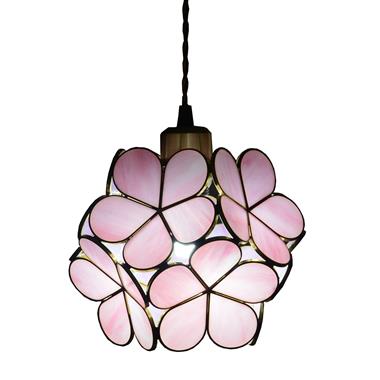 8-inch Petals Tiffany Style Stained Glass Ceiling Pendant Light Wide Lampshade Pink/