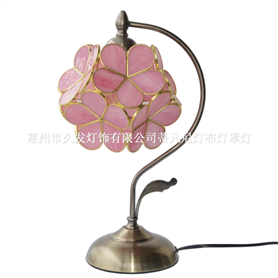 8-inch  Petal Tiffany Style Stained Glass Table Lamp Pink/Rice White