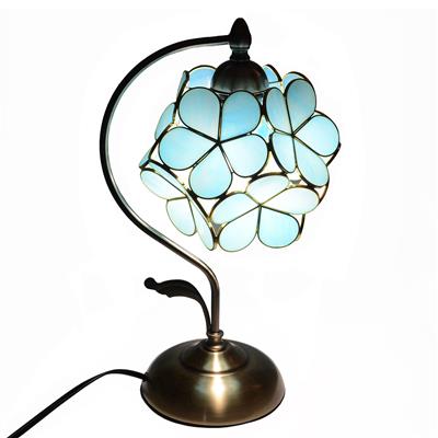 8-inch  Petal Tiffany Style Stained Glass Table Lamp Blue/Orange
