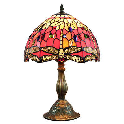 TL120204 Tiffany Table Lamp Red Dragonfly  Home Decoration 