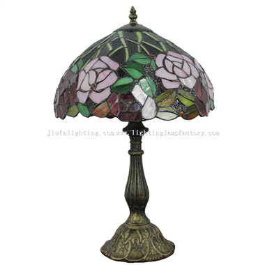 TL120209 12-inch Rose Tiffany Lamp  Stained Glass Lighting Home Decoration