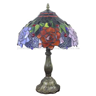TL120210 12 inch Rose Tiffany Lamp  Stained Glass Lighting Home Decoration 