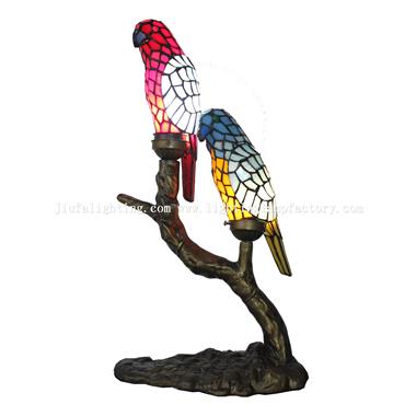 TLC00226 Tiffany style Exotic Parrot Birds Accent Lamp Gift for Bird Lovers