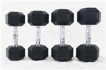 Gym rubber coated hex dumbbell