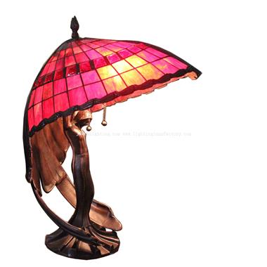 TLC00070 Flying Lady Red Tiffany Style Table Lamp