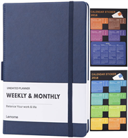 UNDATED Weekly & Monthly Planner + Calendar Stickers to Achieve Your Goals & Improve Productivity, P