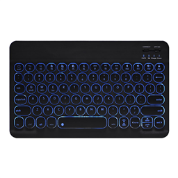 0301D 黑色 复古圆形键帽 7彩背光 IOS/微软/安卓 通用无线键盘 9-11寸可用