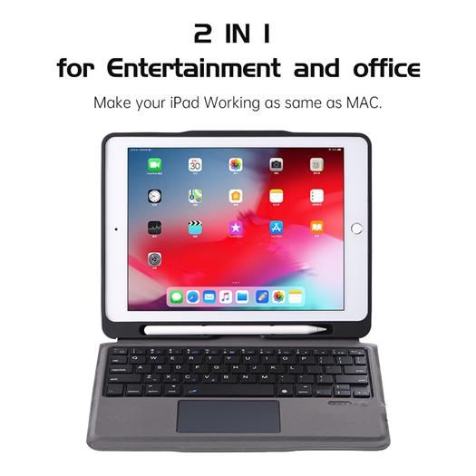 T205 Detachable wireless keyboard Case  with trackpad & pencil holder for iPad 9.7 inch 