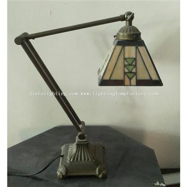 BL070003 Tiffany Mission Style Banker Table Lamp Swing Arm Desk Light