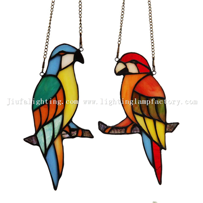Tiffany Style Stained Glass Parrot Window Hanging Sun Catcher