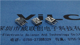 直立式MINI 5P USB母座 直插直腳（長針）