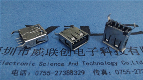 AF 短體USB10.0 180度立式插板-DIP兩腳 PBT白色膠芯 直邊+平口
