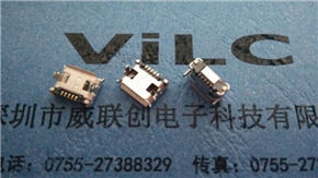 MICRO 5P母座 USB DIP7.2 插件式有柱带焊点 加长脚