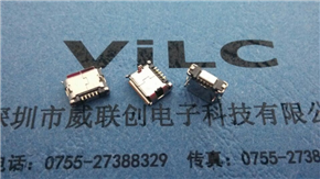 MICRO 5P USB DIP5.9 无柱带焊盘 有边 电镀镍-镀亮锡