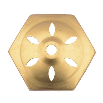 6-sided Hexagonal shape stamped brass vase cap for lamp-unfinished brass mid hole dia 1cm