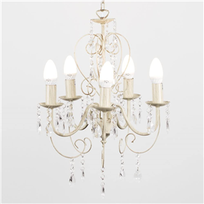  Traditional Cream Ornate Vintage Style Shabby Chic 5 Way Pendant Light Chandelier with Beautiful Ac