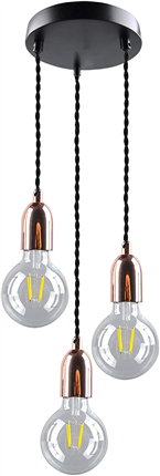 Industrial 3 Lights Pendant Light Fitting, Retro Vintage Rose Copper E27 Screw Edisen Lamp Holder, A