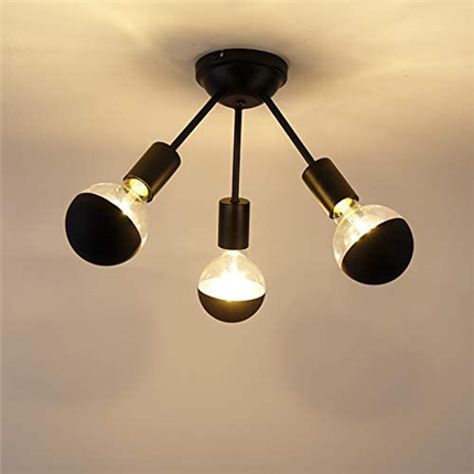 Modern Ceiling Light / Ceiling Light / Lamp Black 3-Bulb Light Including G95 Half Mirror - Sputnik /