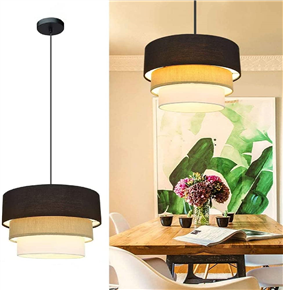 LED Hanging Light Height Adjustable Drum Pendant Light Nordic 3 Layers E27 Lamp Holder Hanging Lamp 