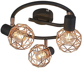 Modern black ceiling spotlight with copper 3-bulb spotlight bar - mesh | living room | bedroom | kit