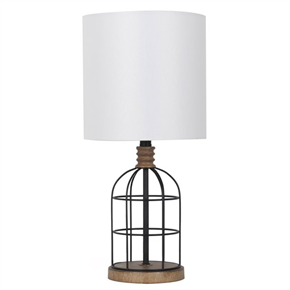 Mainstays Cage Metal and Wood Table Lamp