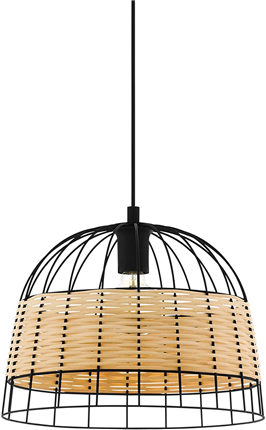 Anwick Pendant Light, 1 Bulb Vintage Boho Pendant Light Made of Steel and Rattan, Dining Table Lamp,