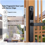 WAFU WF-022 Aluminum Alloy Fingerprint Door Lock with Narrow Edge for Glass Door Gate Door