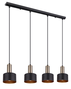black and golden metal shade over table pendant lamp