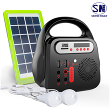 Portable solar lighting kit with radio powerbank LED light