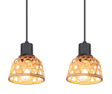 mesh bamboo shade over table LED pendant lamp