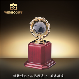 WB-171147水晶地球儀獎杯，地球環保獎杯，深圳市文博工藝制品有限公司定制