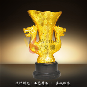 WB-170257雙龍獎杯合金獎杯大獎杯金獎杯樹脂獎杯深圳文博工藝品